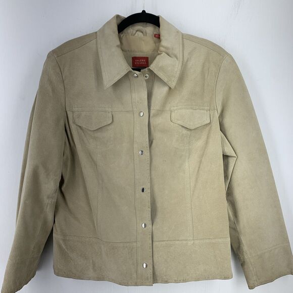Valerie Stevens Jackets & Blazers - Vtg Valerie Steven’s Womens Large Leather Bomber Jacket 90’s Full Zip Biker Boho